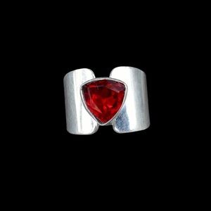 Silver Ring with Red Garnet Stone